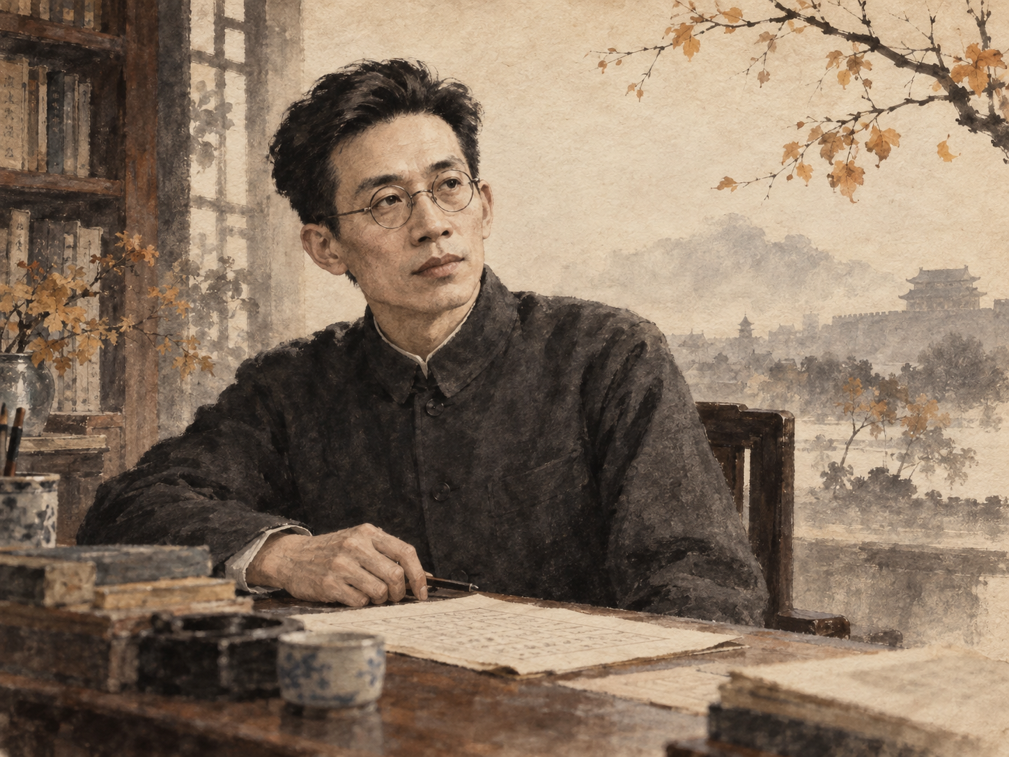 案头的旧信笺与手稿