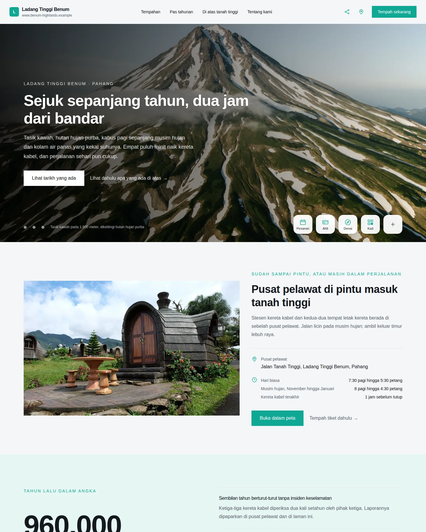 Tangkapan skrin laman utama Kad perniagaan · Destinasi