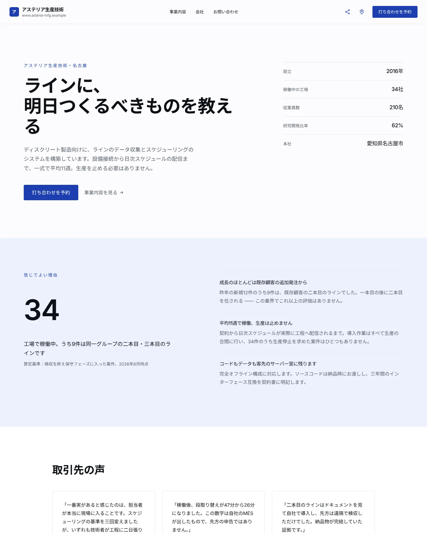 企業名刺 · 企業 のトップページのスクリーンショット