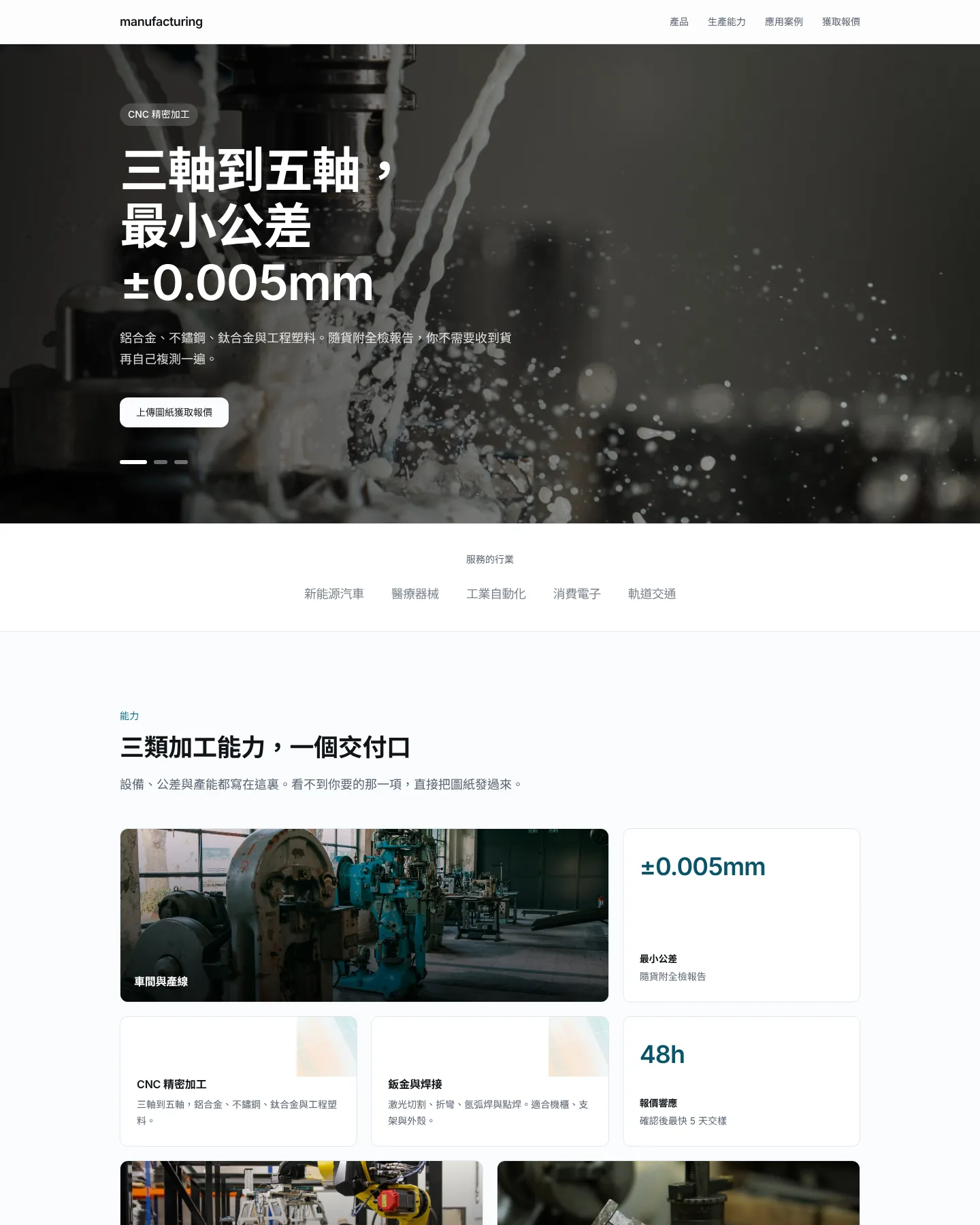 製造業產品站 的首頁截圖