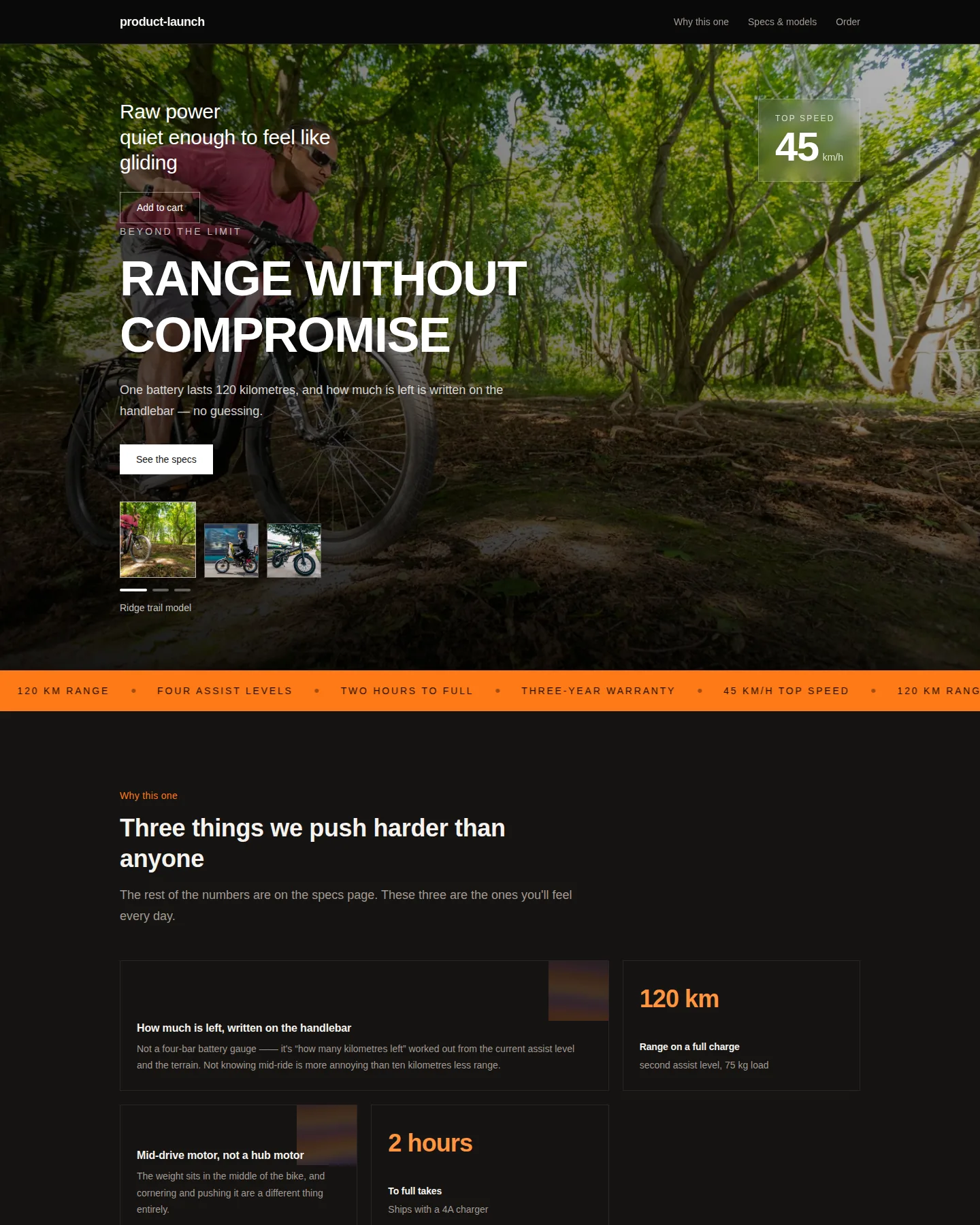 Screenshot of the Single-product launch home page