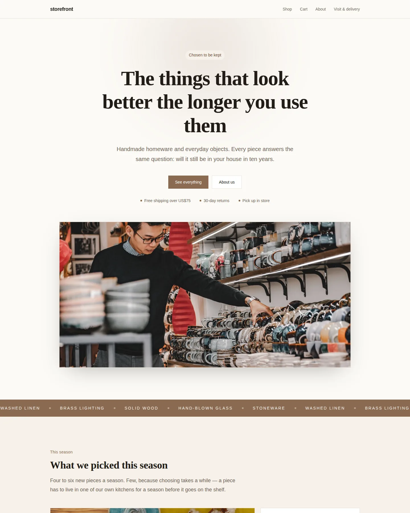 Screenshot of the Independent shop home page