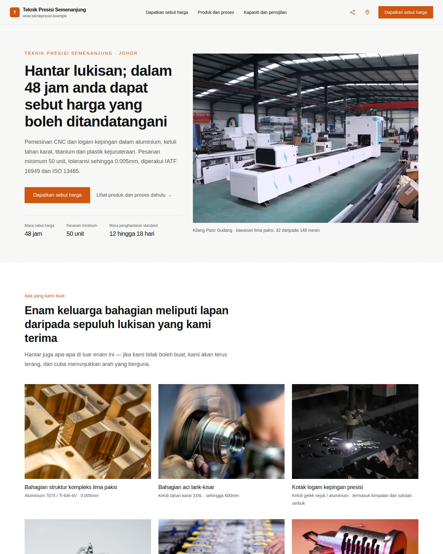 Tangkapan skrin laman utama Kad perniagaan · Perdagangan dan pembuatan