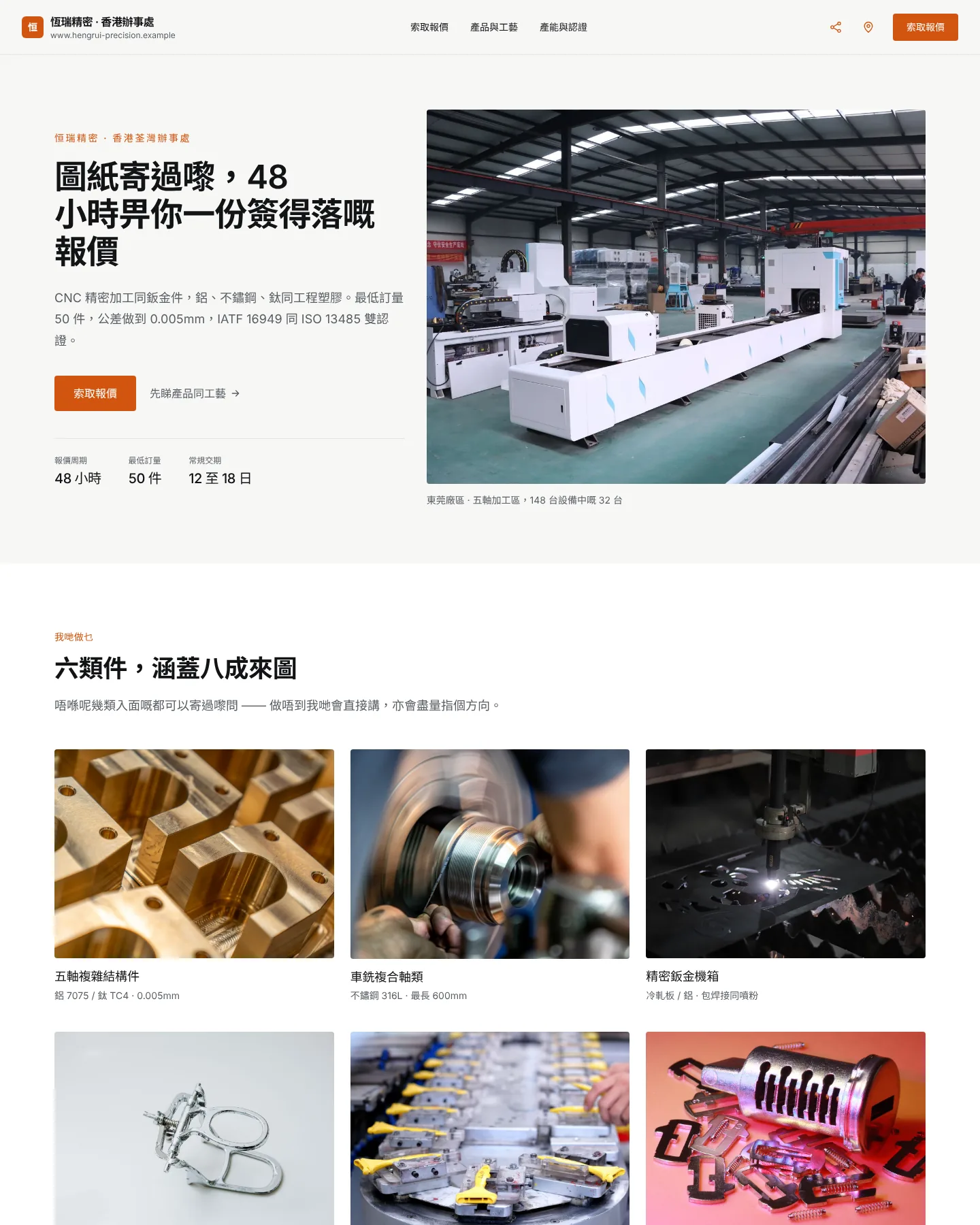 企業名片 · 貿易製造 的首頁截圖